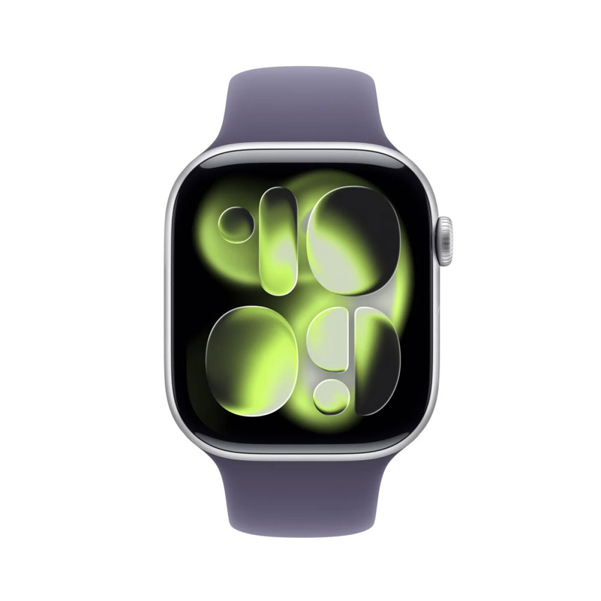  ساعة آبل سيريس 11 ‏جي بي إس‏ مقاس 42 ملم هيكل ألمنيوم فضي مع سوار رياضي بلون ضباب بنفسجي - مقاس صغير/متوسط